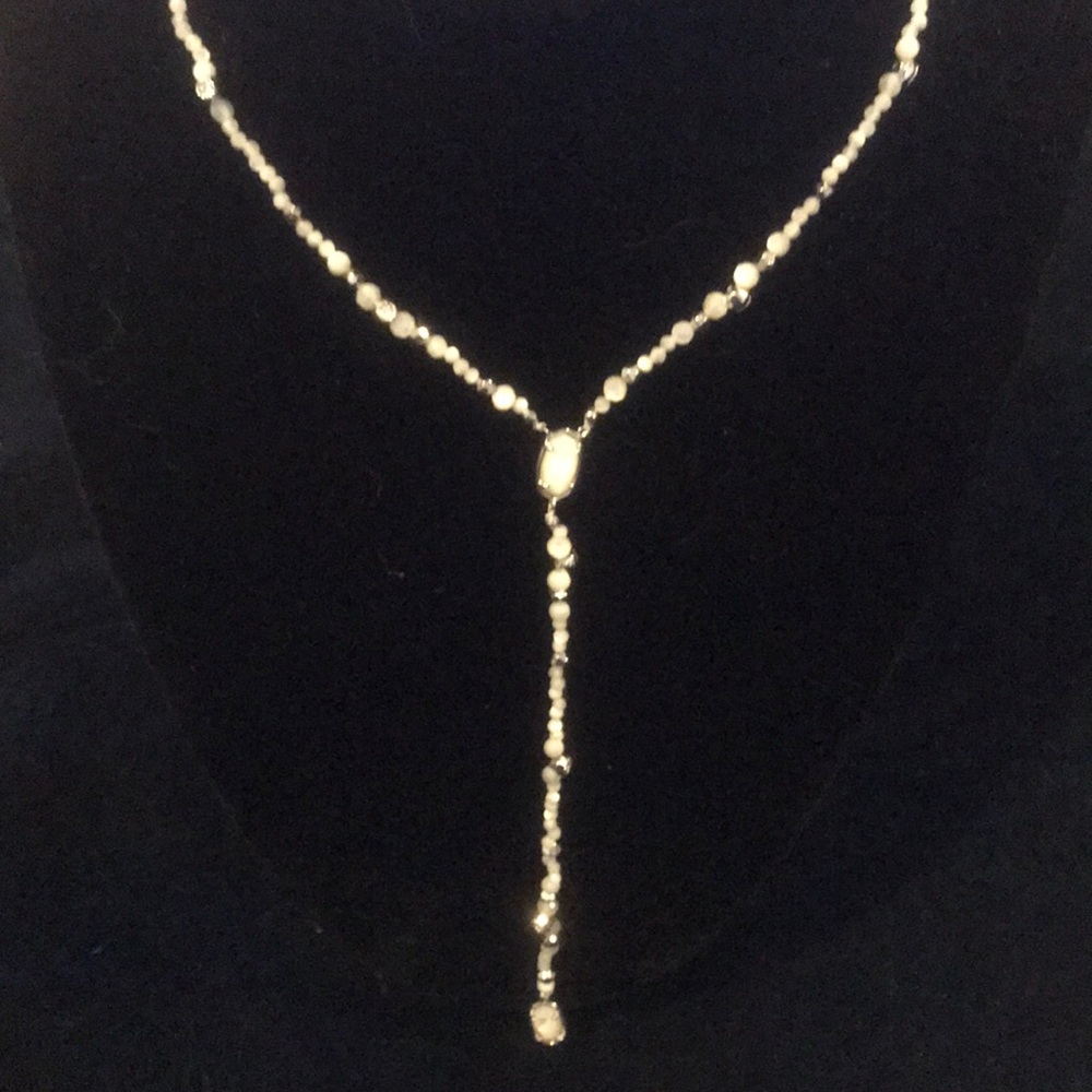 NEW Kendra Scott mother of pearl 14 karat white gold plated beaded Y - necklace - Picture 7 of 9